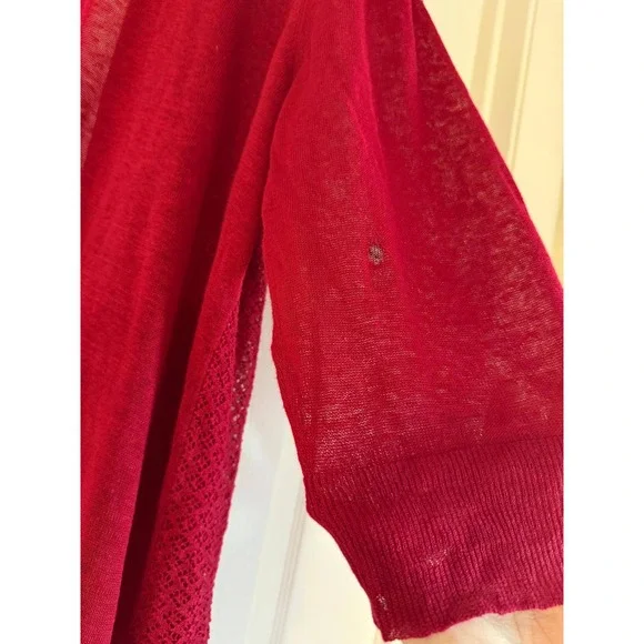 Lauren Ralph Lauren Red 100% Linen Open Front Waterfall Cardigan 3X RN 41381 - Picture 5 of 8